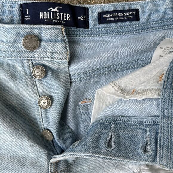 Hollister High Rise Mom Shorts 3”  Button Fly Size 25 destroyed 100% Cotton - Picture 3 of 9
